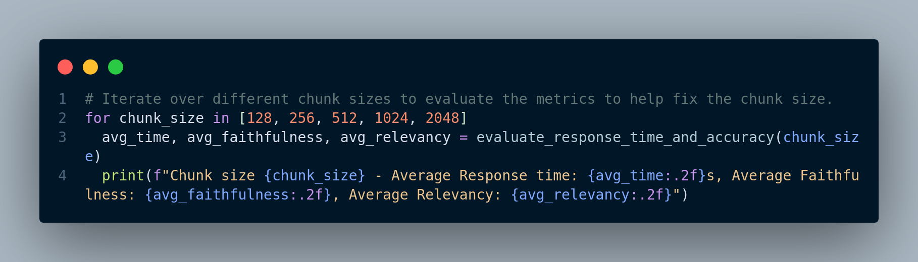 Run the evaluation function with different parameters