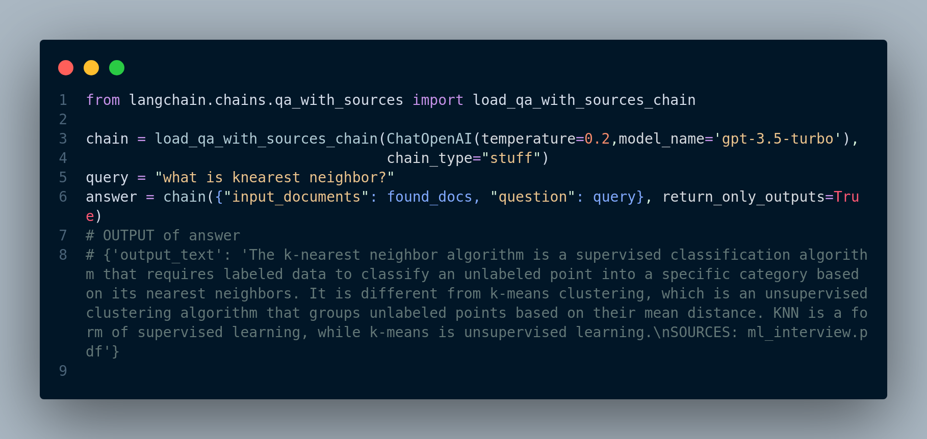 Using `load_qa_with_sources_chain` chain for response generation