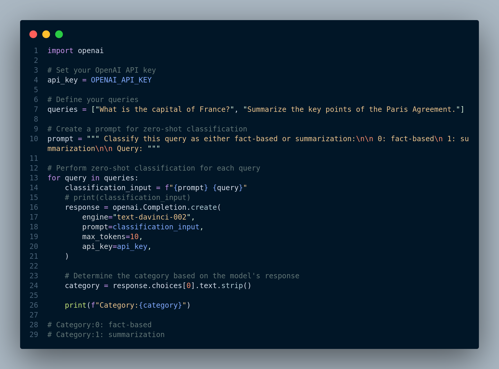 Using a LLM classifier to categorize and route user queries