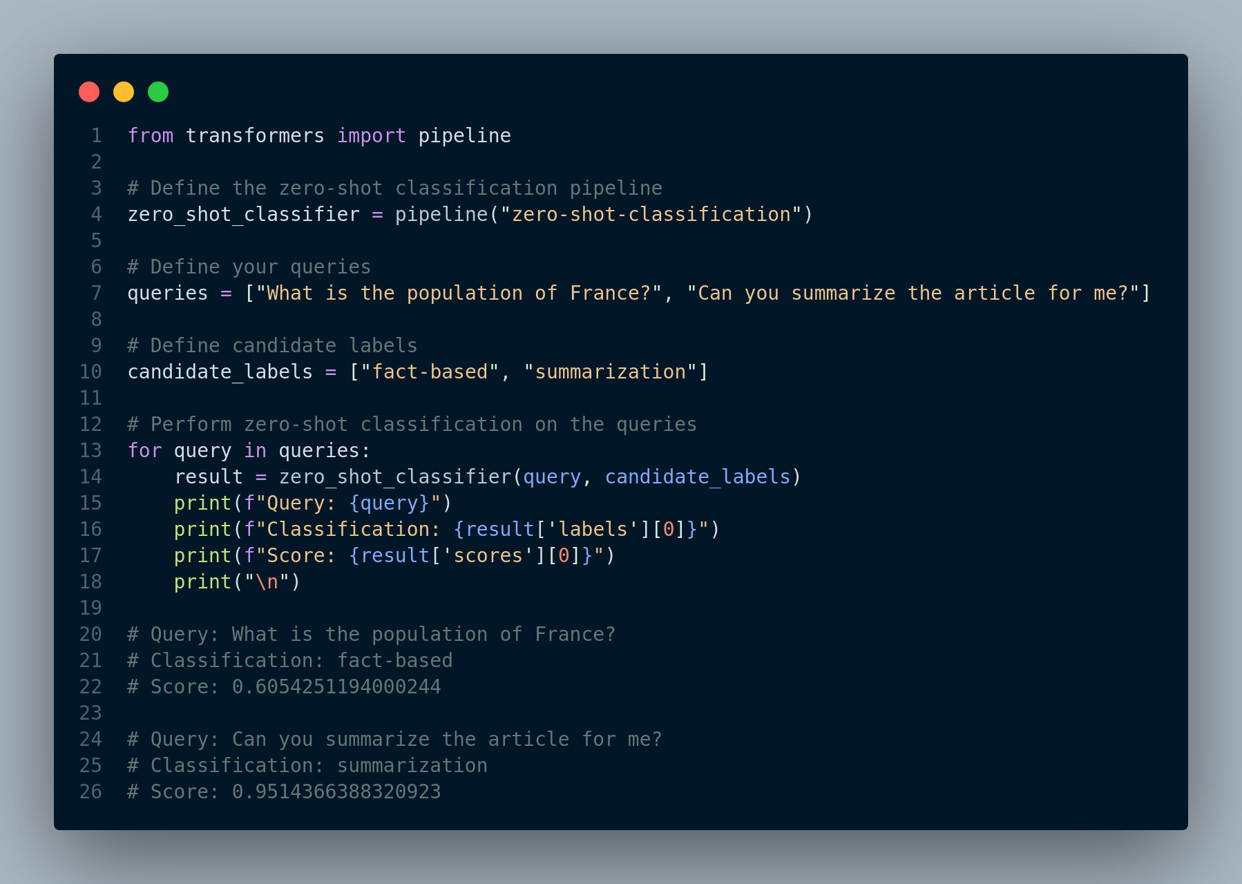 Using a zero-shot classifier to categorize and route user queries