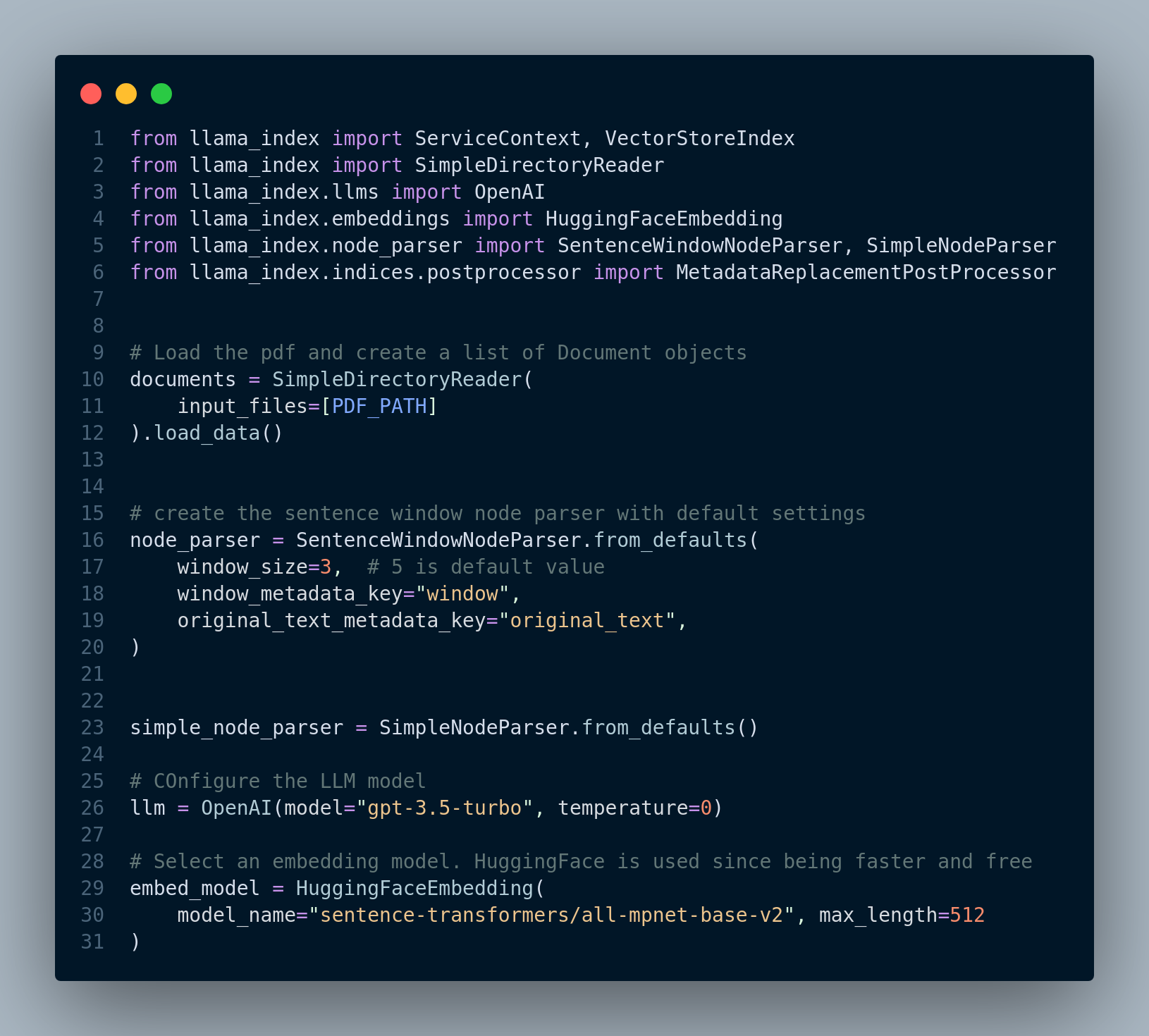 sentence window implementation